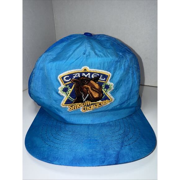 Vtg Joe CAMEL Cigarette Hat Smooth Character Snapback Blue Nylon Tie die - Picture 1 of 9